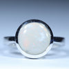 Natural Australian White Opal Silver Ring 