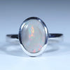 Natural Australian Coober Pedy Dark Opal Silver Ring