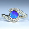 Natural Australian Boulder Opal Gold and Diamond Ring