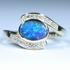 Natural Australian Boulder Opal Gold and Diamond Ring