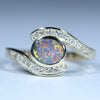 Natural Australian Boulder Opal Gold and Diamond Ring