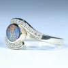 10k Gold - Solid Queensland Boulder Opal - Natural Diamonds