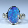 Natural Australian Black Opal Gold and Diamond Ring