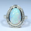 Natural Australian Crystal Opal Gold and Diamond Ring