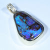 Natural Solid Australian Boulder Opal and Diamond Gold Pendant (24mm x 15mm) Code - Z56