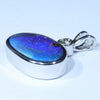 Australian Boulder Opal and Diamond Silver Pendant with Silver Chain (16mm x 10mm)  Code - Y330
