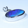 Australian Boulder Opal and Diamond Silver Pendant with Silver Chain (16mm x 10mm)  Code - Y330