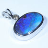 Australian Boulder Opal and Diamond Silver Pendant with Silver Chain (16mm x 10mm)  Code - Y330