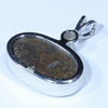 Australian Boulder Opal and Diamond Silver Pendant with Silver Chain (16mm x 10mm)  Code - Y330