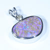 Australian Boulder Opal and Diamond Silver Pendant with Silver Chain (15mm x 11mm)  Code - Y328