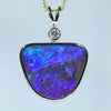 Natural Australian Solid Queensland Boulder Opal Gold and Diamond Pendant