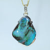 Natural Australian Queensland Boulder Opal Gold and Diamond Pendant