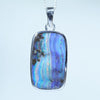 Natural Australian Solid Queensland Boulder Opal Silver Pendant