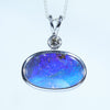 Natural Australian Solid Queensland Boulder Opal Silver and Diamond Pendant