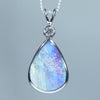 Natural Australian Solid Queensland Boulder Opal Silver and Diamond Pendant