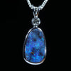 Australian Boulder Opal and Diamond Silver Pendant with Silver Chain (14mm x 9mm)  Code - Y324