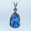 Australian Boulder Opal and Diamond Silver Pendant with Silver Chain (14mm x 9mm)  Code - Y324