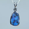 Australian Boulder Opal and Diamond Silver Pendant with Silver Chain (14mm x 9mm)  Code - Y324