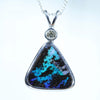 Natural Australian Boulder Opal Silver and Diamond Pendant