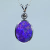 Natural Australian Boulder Opal Silver and Diamond Pendant