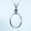 Natural Australian White Opal Silver and Diamond Pendant