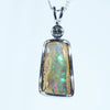 Natural Australian Queensland Pipe Opal Silver and Diamond Pendant