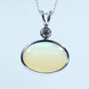 Coober Pedy Solid Crystal Opal and Diamond Silver Pendant with Silver Chain (10mm x 14mm) Code - Y363