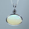 Natural Australian Coober Pedy Crystal Opal Silver and Diamond Pendant