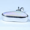 Australian Boulder Opal and Diamond Silver Pendant with Silver Chain (15mm x 8.5mm)  Code - CC612