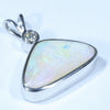 Australian Boulder Opal and Diamond Silver Pendant with Silver Chain (15mm x 8.5mm)  Code - CC612