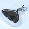 Australian Boulder Opal and Diamond Silver Pendant with Silver Chain (15mm x 8.5mm)  Code - CC612