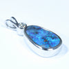 Australian Boulder Opal and Diamond Silver Pendant with Silver Chain (14mm x 9mm)  Code - Y324