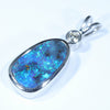 Australian Boulder Opal and Diamond Silver Pendant with Silver Chain (14mm x 9mm)  Code - Y324