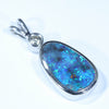 Australian Boulder Opal and Diamond Silver Pendant with Silver Chain (14mm x 9mm)  Code - Y324
