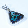 Australian Boulder Opal and Diamond Silver Pendant with Silver Chain (13mm x 13mm)  Code - Y345