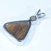 Australian Boulder Opal and Diamond Silver Pendant with Silver Chain (13mm x 13mm)  Code - Y345