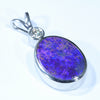 Australian Boulder Opal and Diamond Silver Pendant with Silver Chain (12.5mm x 10mm)  Code - Y346