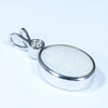 Natural Australian White Opal and Diamond Silver Pendant with Silver Chain (13mm x 10mm)  Code - Y353