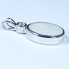 Natural Australian White Opal and Diamond Silver Pendant with Silver Chain (13mm x 10mm)  Code - Y353