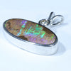 Sterling Silver - Solid Queensland Boulder Opal - Natural Diamond