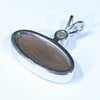 Australian Boulder Opal and Diamond Silver Pendant with Silver Chain (18mm x 8.5mm)  Code - Y357