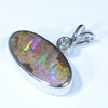 Australian Boulder Opal and Diamond Silver Pendant with Silver Chain (18mm x 8.5mm)  Code - Y357