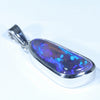 Australian Solid Black Crystal Opal Silver Pendant with Silver Chain (19mm x 9mm)  Code - Y348