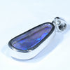 Australian Solid Black Crystal Opal Silver Pendant with Silver Chain (19mm x 9mm)  Code - Y348
