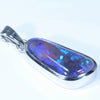 Australian Solid Black Crystal Opal Silver Pendant with Silver Chain (19mm x 9mm)  Code - Y348
