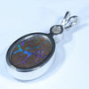 Australian Opal Matrix and Diamond Silver Pendant with Silver Chain (14mm x 10mm)  Code - Y354