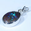 Australian Opal Matrix and Diamond Silver Pendant with Silver Chain (14mm x 10mm)  Code - Y354