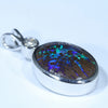 Australian Opal Matrix and Diamond Silver Pendant with Silver Chain (14mm x 10mm)  Code - Y354