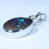 Sterling Silver - Solid Boulder Opal Matrix - Natural Diamond