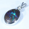 Australian Opal Matrix and Diamond Silver Pendant with Silver Chain (14mm x 10mm)  Code - Y354